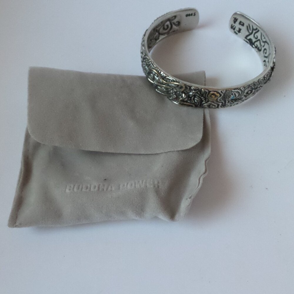 Buddha Power Sterling Silver cuff bracelet - Picture 2 of 15